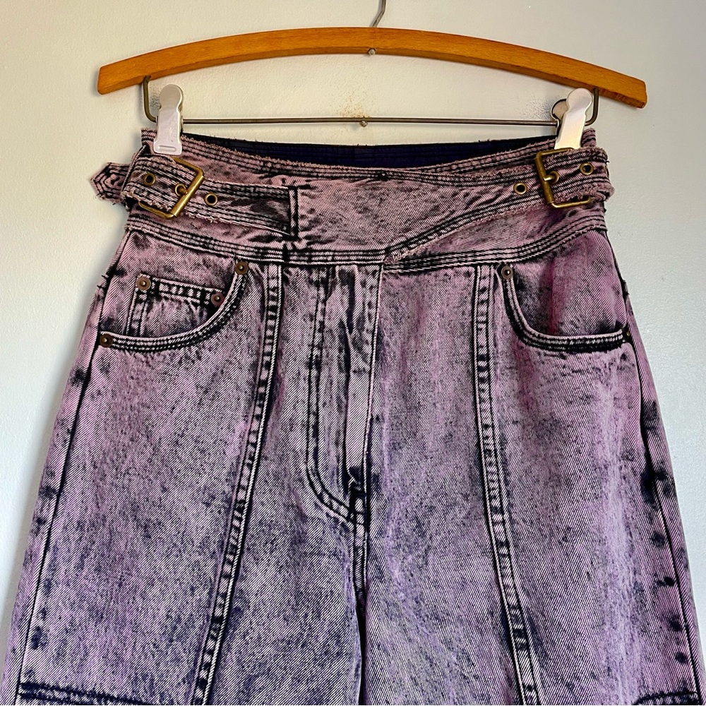 Ulla Johnson Albie Lilac Belted High Waisted Wide Leg Jeans Women’s 0 Acid Wash - Picture 6 of 16